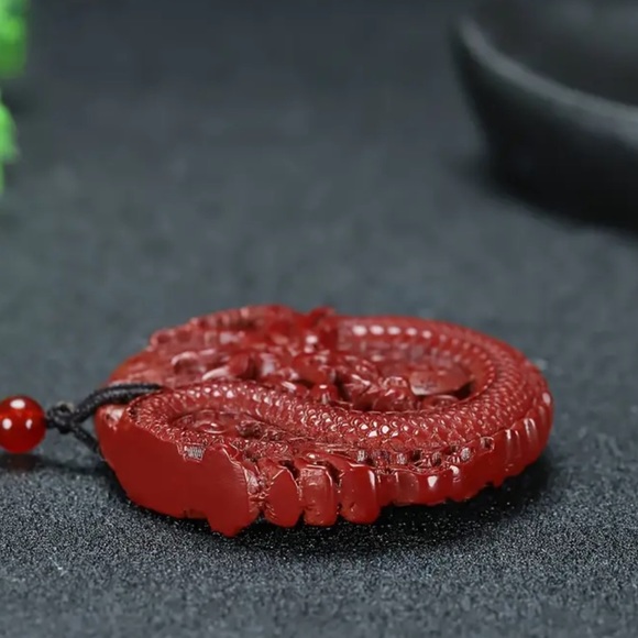 Year of the Dragon Cinnabar necklace - Picture 5 of 8